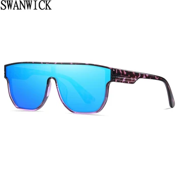 Swanwick poliarizuoti akiniai nuo saulės vyrams TR90 vientisi kvadratiniai akiniai nuo saulės moterims UV400 unisex mėlynai rožinis veidrodis vasaros stilius