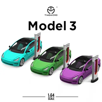TimeMicro 1:64 Tesla Alloy Automobilio modelio emuliacija Model 3 Car Boy žaislinio automobilio dekoravimas