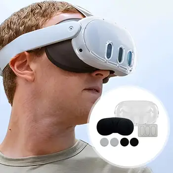 TPU dėklas Meta Quest 3 VR akiniams pagrindinio kompiuterio apsauginis dangtelis skaidrus dėklas + vairasvirtės dangteliai + objektyvo apsauginė plėvelė + objektyvas C A7K1