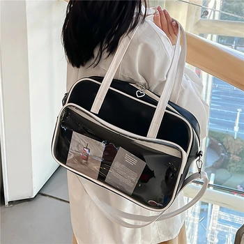 Transparent Tote Bag Women's 2024 New Soft Leather Large Talpa Single Shoulder Bag Messenger Bag Class Handbag for Girl