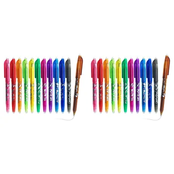 Trinami geliniai rašikliai - 24vnt Heat Erase Pens audiniui, 0.5mm Fine Point Rolling Ball Pen vaikams Suaugusiems