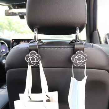 Universal Camellia gėlių automobilinės sėdynės atlošo kabliukai nešiojamas pakabinamas laikymo kablys krepšio piniginei audinio dekoravimui Automobilių aksesuarai Merginos