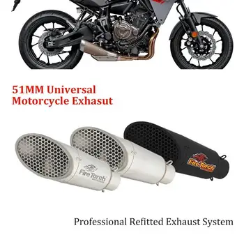 Universalus 51MM motociklų tinklelio tinklelis Išmetimo vamzdis Modifikuokite duslintuvo pabėgimą Moto DB žudikas MT07 MT09 Z900 Ninja ZX4RR F900R
