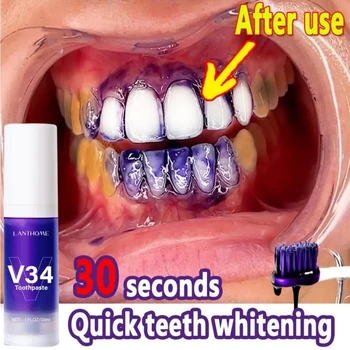 V34 Pro Sumažinti pageltimą Burnos švari priežiūra Violetinė korektorius Dantų balinimas Dantų pasta Emalio priežiūra Apnašų pašalinimas Nauja