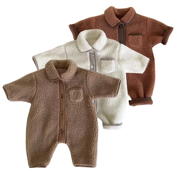 Vaikai Žieminiai kombinezonai berniukams Mergaitėms Ėrienos vilna Romperis Kūdikis Romperis Korėjietiški rudens drabužiai Kūdikių Onesie Mažylio apranga Naujagimio drabužiai