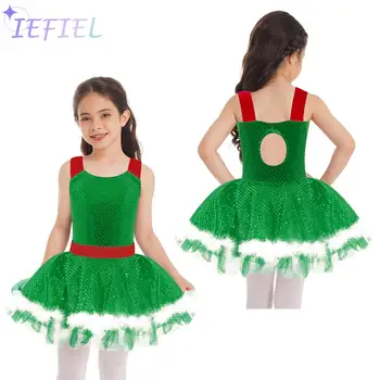 Vaikų mergaičių baletas Tutu Cami suknelė Lotynų šokių kostiumas Vaikai Kalėdų Cosplay gimtadienio vakarėlis Suknelė Dailusis čiuožimas ledu Leotardas