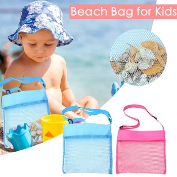 Vaikų paplūdimio krepšiai Tinklinis jūros kriauklės Paplūdimio žaislai Laikymo krepšiai Reguliuojamas dirželis Satchel krepšiai Vaikų plaukimo organizatorius