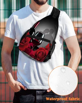 Valentino dienos rožių gėlių raudonojo vyno skrynios krepšys vyrams Moterys Laisvalaikio kryžminis krepšys lauke Kelionės Laipioti Neperšlampamas diržo krepšys