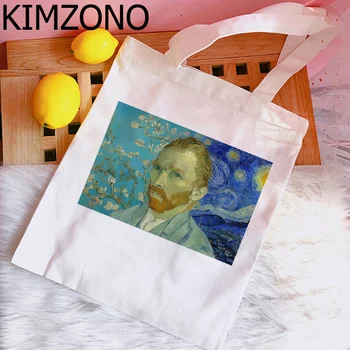 Van Gogh pirkinių krepšys bolso pirkėjas tote eco bolsas de tela medvilninis krepšys boodschappentas audinys daugkartinio naudojimo kabos