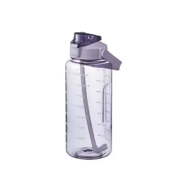Vandens butelis su šiaudų atšokimu Uždenkite laiko skalę Motyvacinis gėrimas Didelės talpos matinis sportinis butelis pora plastikinių puodelių