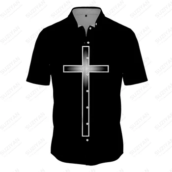 Vasaros nauji perkamiausi madingi vyriški marškiniai Christian Faith Jesus Cross 3d spausdinti vyriški vintažiniai marškiniai