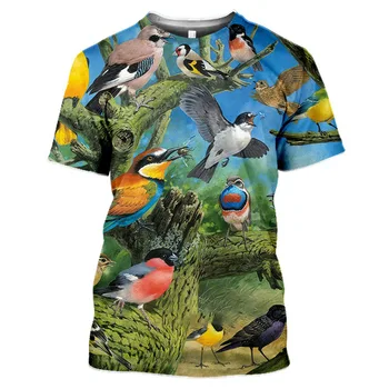 Vasaros spalvingas gyvūnas Papūga grafiniai marškinėliai Vyrai Mada Atsitiktinių paukščių raštas Juokingi trišakiai Hip Hop harajuku O-kaklas Spausdintos viršūnės