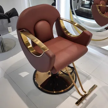 Veido plaukai Kirpėjo kėdė Makiažas Pasukamas Darbas Kosmetinė metalinė kirpėjo kėdė Ergonomiška taburetė Sillas de Barberia Grožio įranga