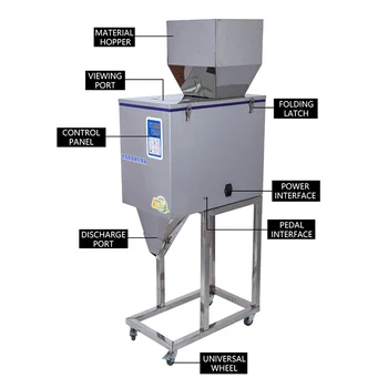 Vertikali automatinė tiksli grūdų želė pupelės 50-5000G užpildymo mašina