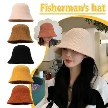Vintažinė kaušinė skrybėlė rudens/žiemos megzta baseino kepurė Velvetinė žvejo kepurė Vientisos spalvos