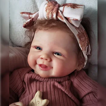 Vivienne Bebê Atgimusios lėlės 18 colių rankų darbo dažytos šypsenos naujagimis kūdikis su įsišaknijusiais plaukais Lėlių žaislai Muñecas Para Niñas