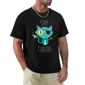 Vyriški marškinėliai prekės ženklas vasaros marškinėliai Stay Curious Marškinėlių viršūnės marškinėliai vyras gyvūnų atspaudas marškiniai berniukams mieli drabužiai vyriški marškinėliai