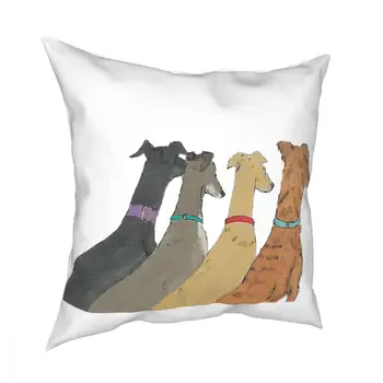 Waiting Greyhounds Throw Pillow Cover Poliesterio pagalvėlės sofai Greyhound Whippet Sighthound Dog 45*45cm pagalvėlių užvalkalai