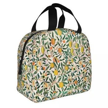 William Morris vaisiai izoliuoti pietų maišeliai gėlių žalia augalas Bohemijos gėlių miltų konteineris aušintuvas krepšys tote pietų dėžutė maisto krepšys