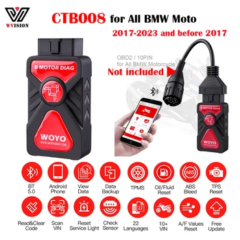 WOYO CTB008 BMW motociklams BT5.0 OBD2 diagnostikos įranga Skaityti Švarus kodas Iš naujo nustatyti aptarnavimo intervalą ABS testeris Droselio atitikimas