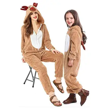 Xmas Christmas Elf Reindeer Kostiuminė pižama moterims suaugusiems su gobtuvu Cozy Fawn Deer Cosplay Spektaklis Onesie animacinis filmas Pižama