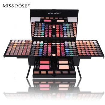 Įvairialypė Miss Rose Professional labai pigmentuota 180 spalvų akių šešėlių paletė Skaistalų pudros makiažo rinkiniai ilgalaikiai