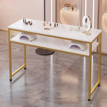 šiaurietiški vieno nago stalai Modernūs dvigubo manikiūro stalai Komplektas Prabangus dizainerio marmurinis nagų stalas Profesionalus manikiūro stalas B