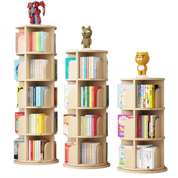Šiaurės šalių medžio masyvo knygų spintos svetainei Modernios minimalistinės rotacinės knygų lentynos Namų knygų saugykla Lentynos namų baldai