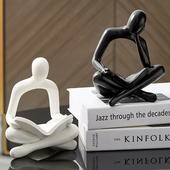 Šiaurės šalių namų dekoravimas Abstraktus mąstytojas Statula Miniatiūrinė derva Skulptūros figūrėlės interjero biuro stalo priedams
