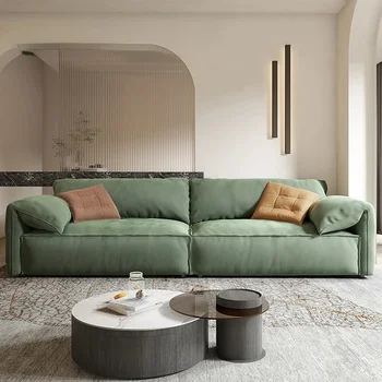 Šviesios prabangios svetainės sofos Itališkos tiesios eilės technologijos audinys Mažas butas Tingi sofa Wohnzimmer Sofos Namų baldai
