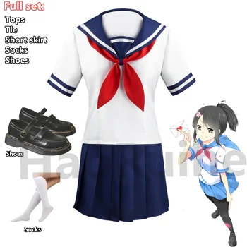 Žaidimas Cosplay kostiumai Yandere simuliatorius Ayano Aishi mokykla JK uniforma trumpomis rankovėmis sijonas Peteliškės merginos apranga Jūreivio kostiumas