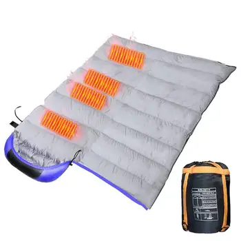 Žiemos kempingas Šildomas miegmaišis USB įkrovimas 4 šildymo zonos Šildymo pagalvėlės Nešiojami 3Gears Reguliuojamos temperatūros miego krepšys