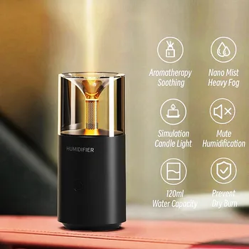 žvakių šviesos aromatinis difuzorius USB elektrinis ultragarsinis rūko gamintojas Oro drėkintuvas namų automobiliui Mini kvapų eterinių aliejų difuzorius