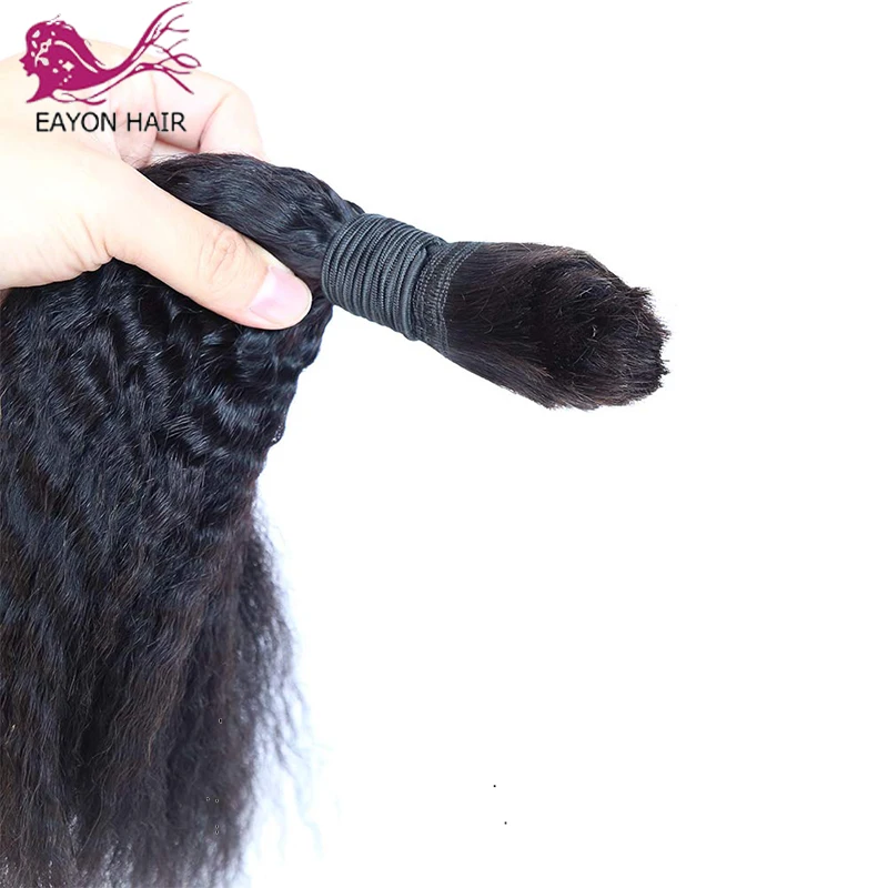 Kinky Straight 100% Žmogaus pynimo plaukų masė Nėra ataudų Brazilijos Remy Žmogaus plaukų masė pynimui 1/2/3 vnt/Lot Natūrali spalva Nuotrauka 1