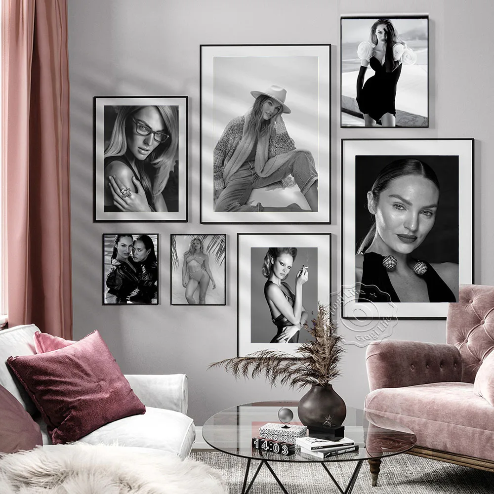 Pietų Afrika Supermode Candice Swanepoel Nespalvotas meno plakatas, Sexy Cool Girl Vintage Art Portrait Art Prints, Fan Collection Nuotrauka 0