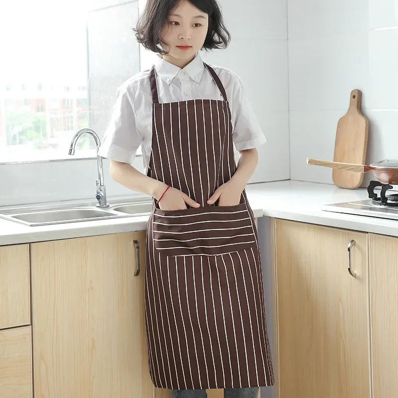 Namų virtuvė Maisto gaminimas Korėjietiška versija Neperšlampama ir aliejui atspari darbo prijuostė Vyrų moterų suaugusiųjų dryžuotas kombinezonas Darbo drabužiai Nuotrauka 1