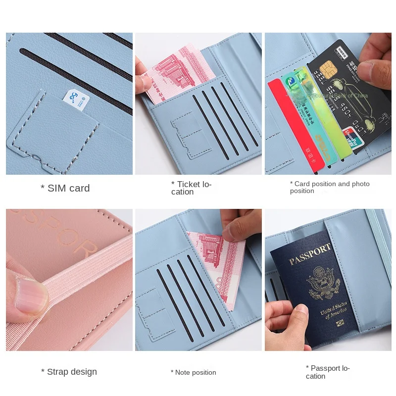 daugiafunkcis PU odinis RFID paso dangtelis Itin plonas vandeniui atsparus paso gynėjas Kreditinės ID kortelės piniginės paso turėtojas Nuotrauka 2