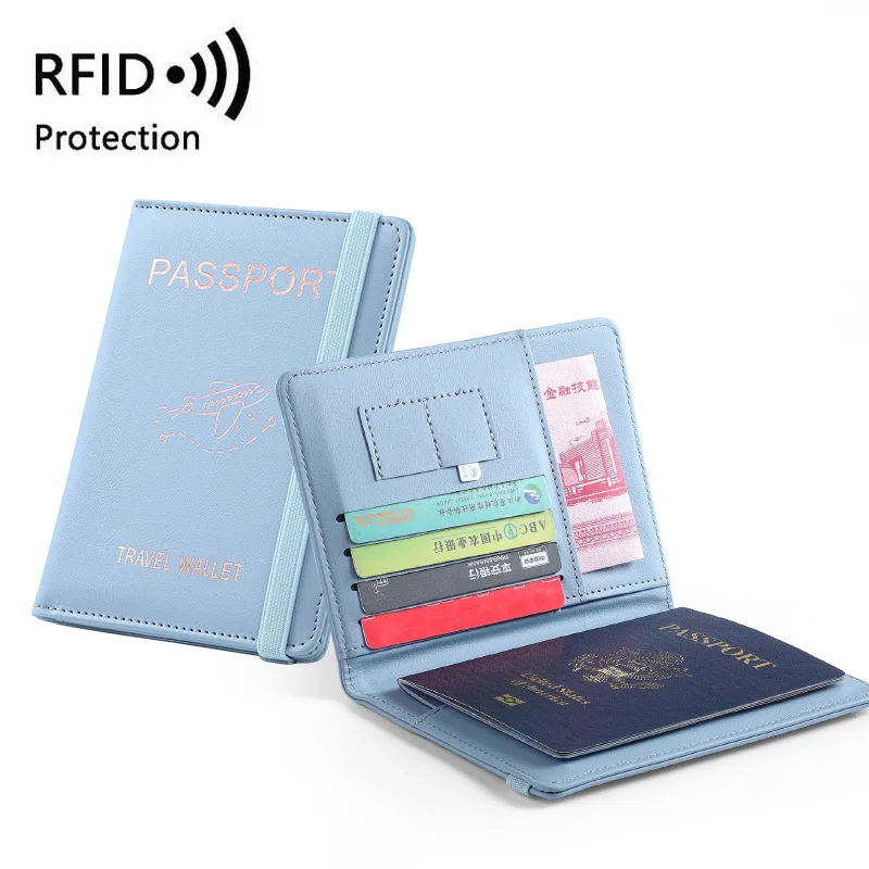 daugiafunkcis PU odinis RFID paso dangtelis Itin plonas vandeniui atsparus paso gynėjas Kreditinės ID kortelės piniginės paso turėtojas Nuotrauka 5