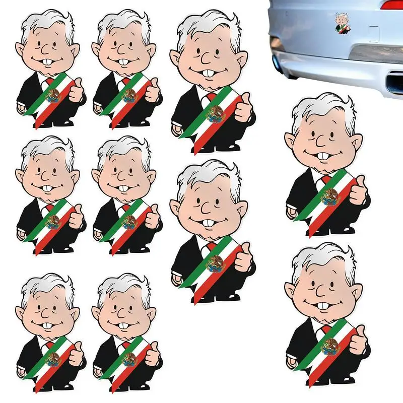 Juokingi buferio lipdukai Amlito Lopez Obrador AMLO lipdukas 10PCS Lipnus dekoras Lipnūs lipdukai Automobiliai Buferis Langas Nešiojamieji kompiuteriai Bagažas Nuotrauka 0