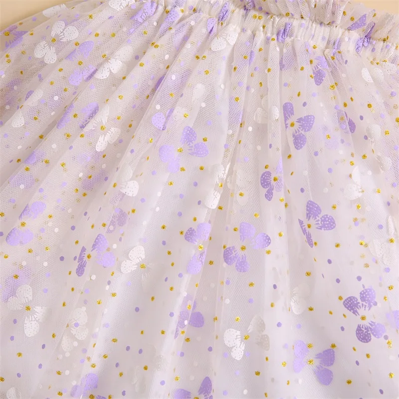 Baby Girl Princess suknelė be rankovių dirželis gėlių sluoksniuotas tiulis Tutu tinklelis pūkuota suknelė Nuotrauka 2
