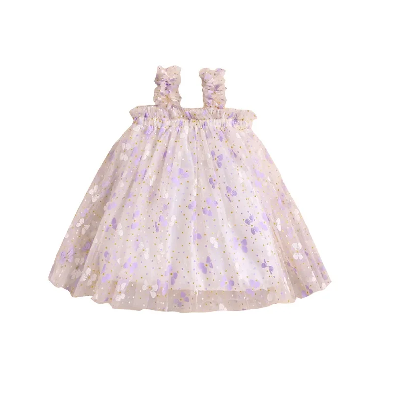 Baby Girl Princess suknelė be rankovių dirželis gėlių sluoksniuotas tiulis Tutu tinklelis pūkuota suknelė Nuotrauka 4