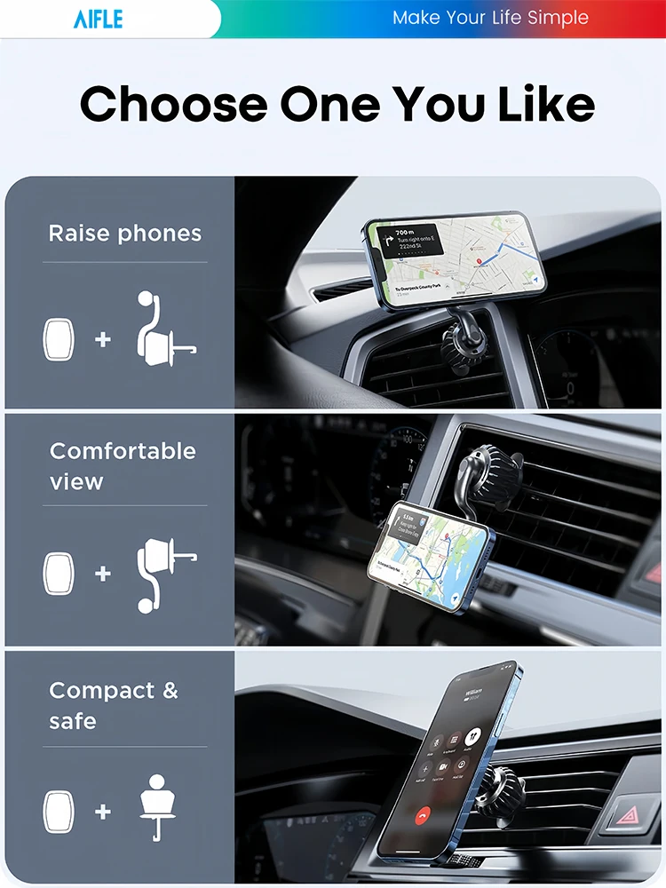 Magnetinis automobilinio telefono laikiklis Magnetai Automobilinio telefono stovas skirtas iPhone 15 14 13 12 Pro Max Xiaomi Samsung 360°Rotation Air Ang laikiklis Nuotrauka 1