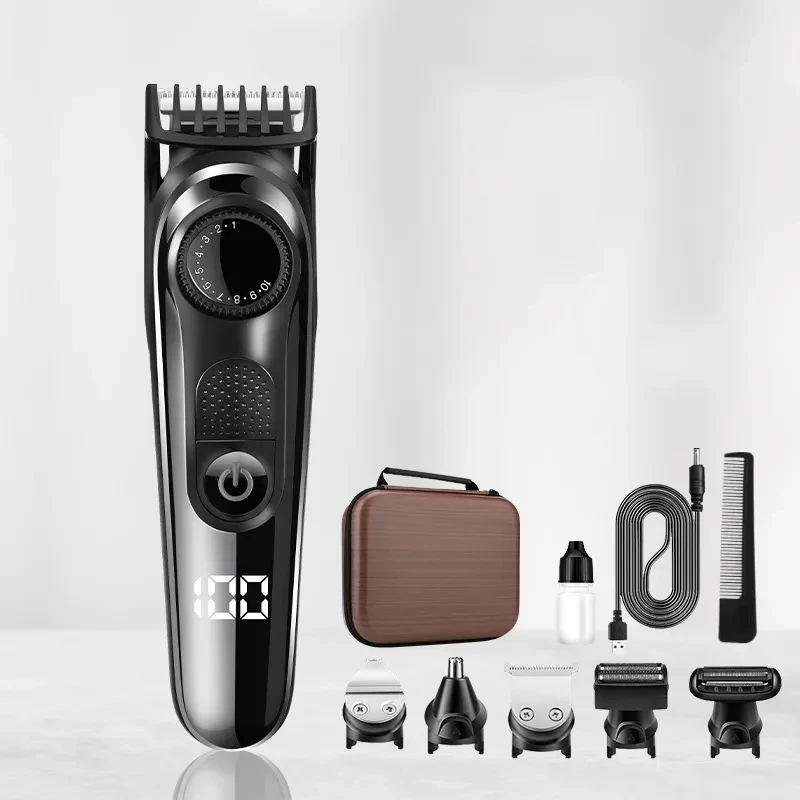 Resuxi Black Professional Electric Cordless Men Grooming Kit, Vandeniui atsparus barzdos nosies ir akių plaukų kirpimo mašinėlė USB nerūdijantis plienas 5W Nuotrauka 0