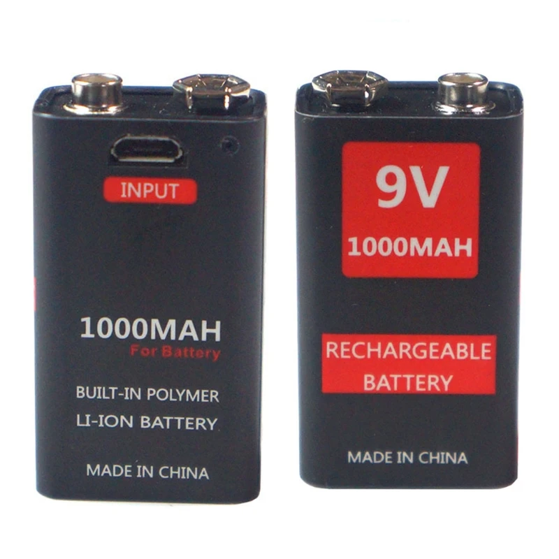 Profesionalus 9 voltų Li-ion 1000mah Mikro USB 6f22 įkraunamas Nuotrauka 4