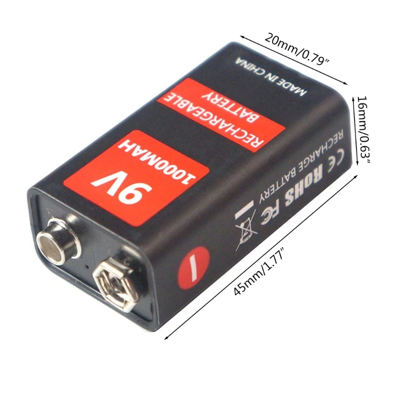 Profesionalus 9 voltų Li-ion 1000mah Mikro USB 6f22 įkraunamas Nuotrauka 5