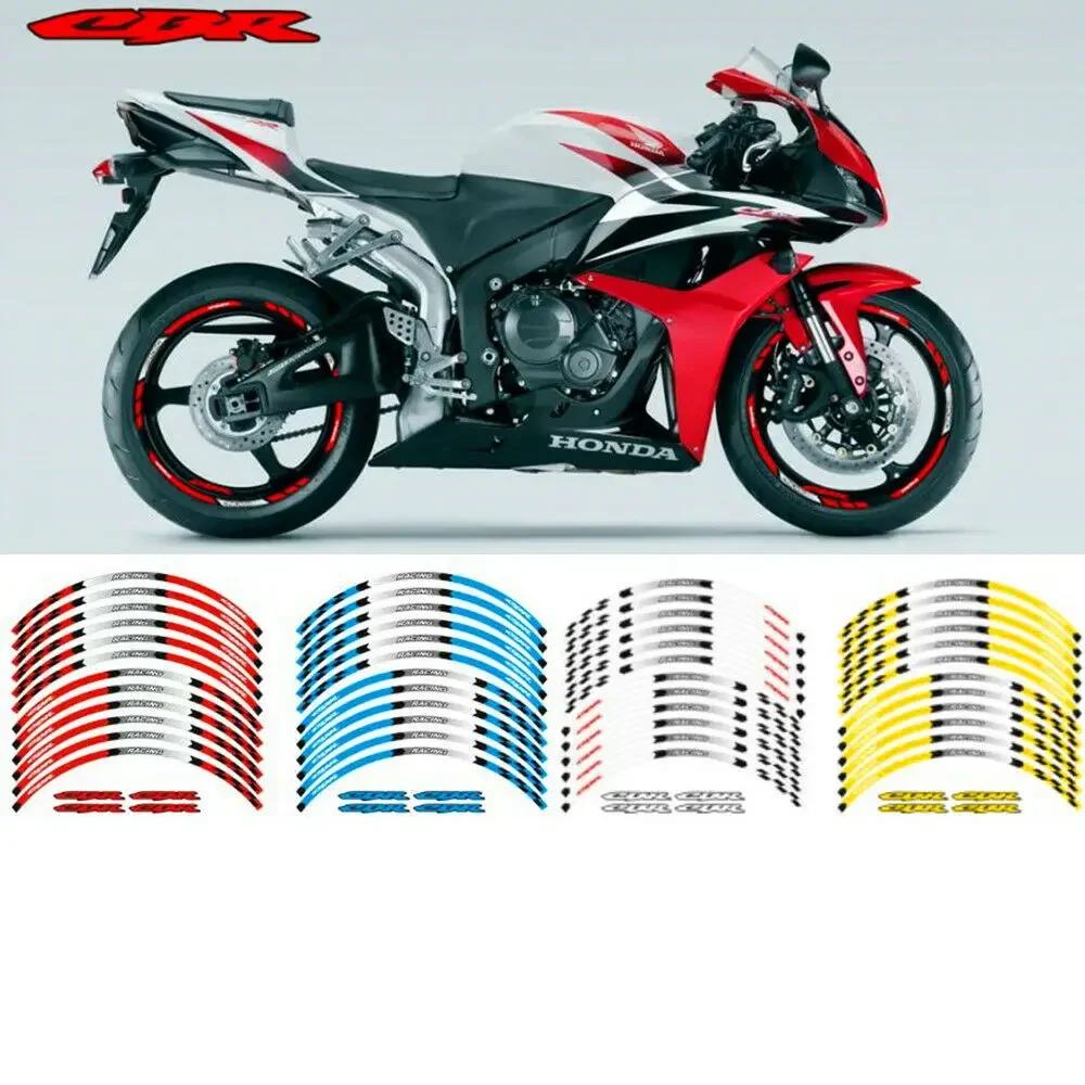 skirta HONDA CBR 1100XX 125R 300R 500R Aukštos kokybės motociklo priekinio ir galinio rato krašto lipdukai Šviesą atspindinčios juostos ratai Nuotrauka 0