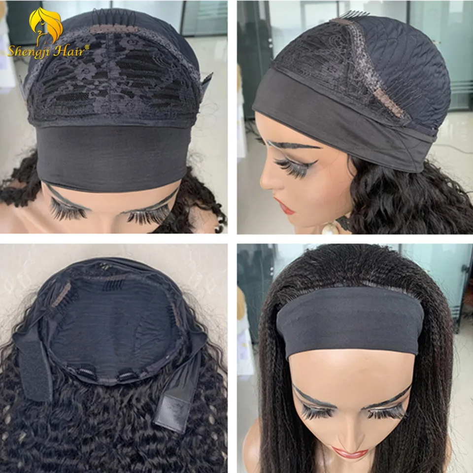 Natural Wave Wig Headband Wig Human Hair Brazil Remy Glueless Hair Wig for Black Women Machine Made Wig With Headband SHENGJI Nuotrauka 5