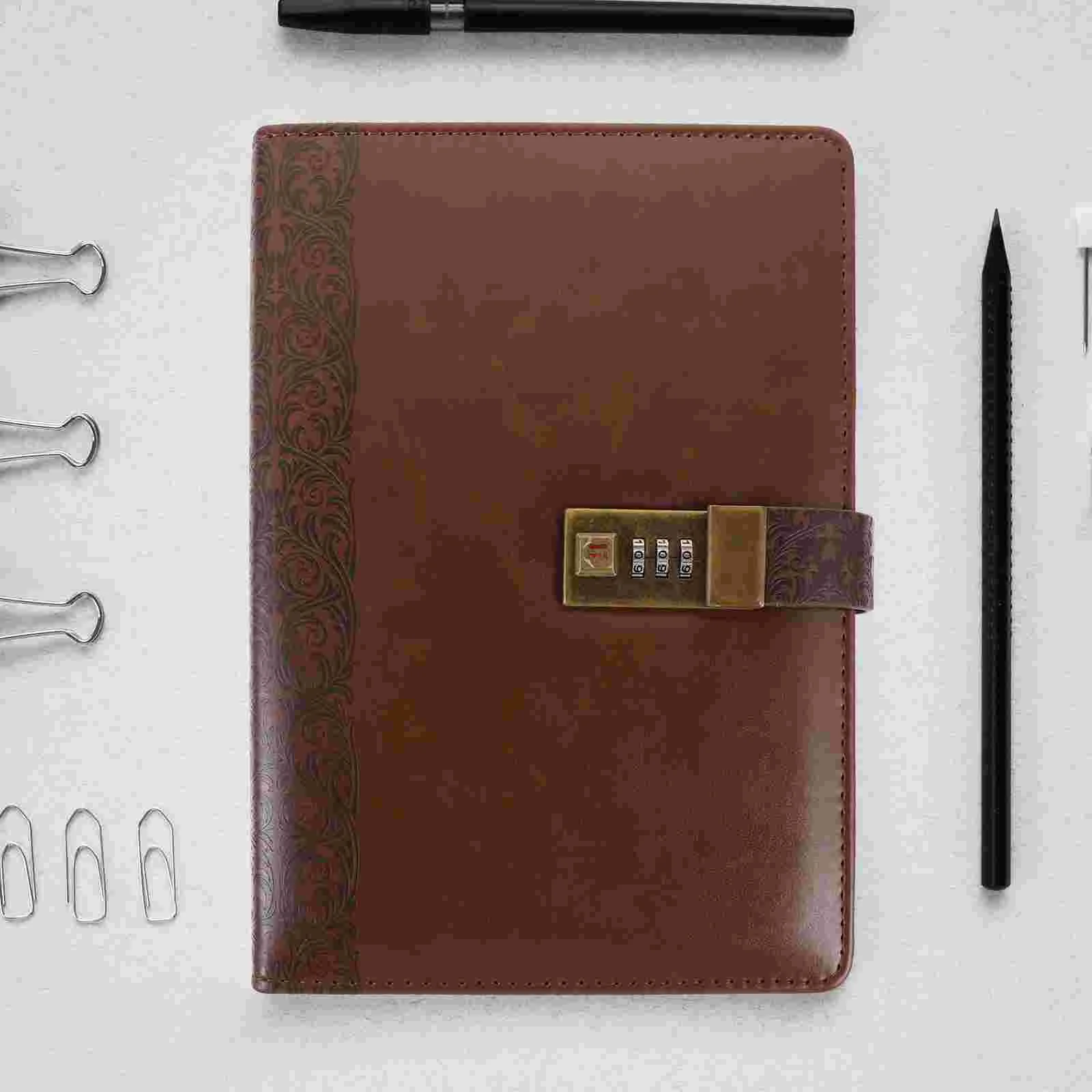 Notepad with Lock Daily Plan Notebook Travel Journal Vintage Office Conference Scrapbook for Nuotrauka 5
