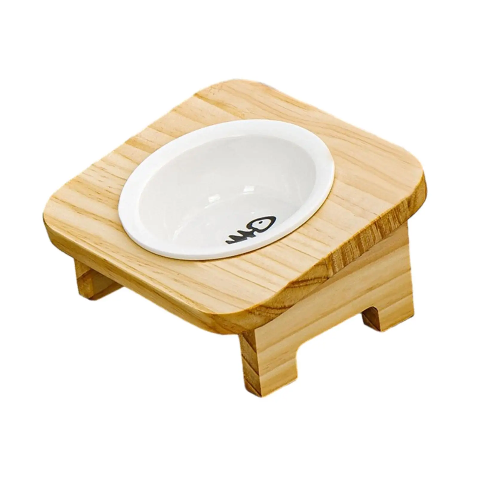 Raised Cat Bowl Water Dish Lengvas 15° pakreiptas mediniu stovu Naminių gyvūnėlių dubenys šuniukui Kačiukas Maži vidutiniai šunys neslystantys Neišsilieja Nuotrauka 4