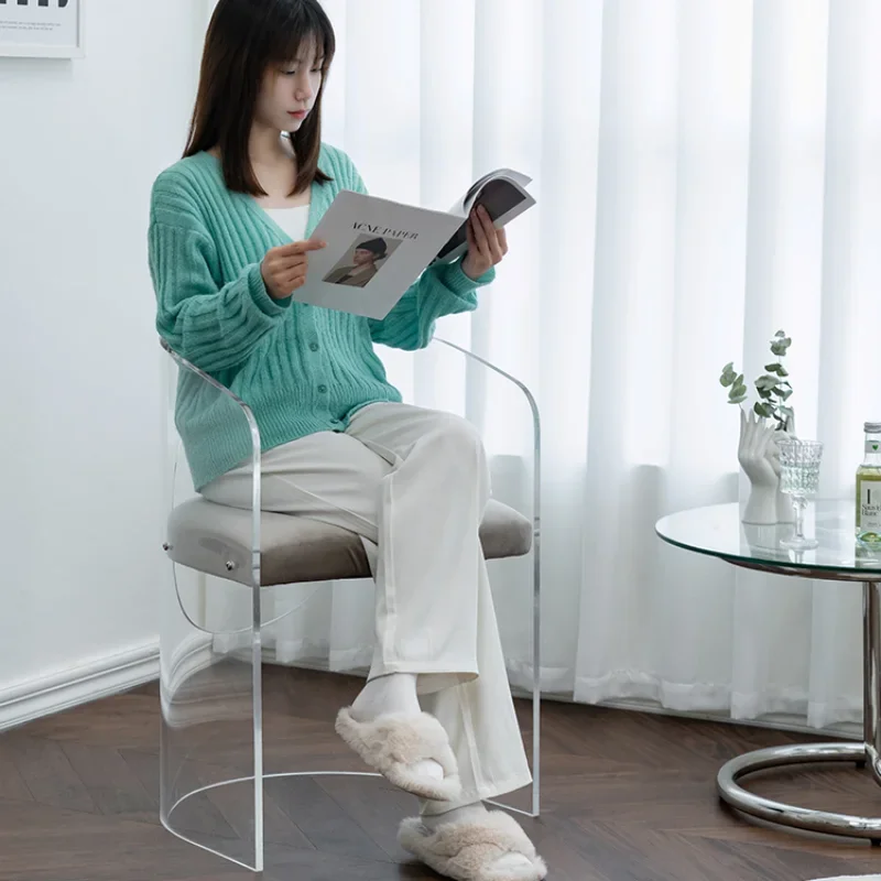 Prabangi akrilinė svetainė Valgomojo kėdė Mobilūs namų baldai Skaidrūs su atlošu Fotelis Miegamojo makiažo kėdės Nuotrauka 0
